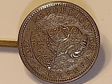 Genuíno 1907 Panamá Meio Centavo Moeda Top Vintage Stickpin Tom Dourado Cor Metal, usado comprar usado  Enviando para Brazil