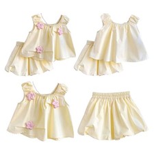 Niña Verano Conjunto Cumpleaños 2 Piezas Cuello Redondo Tops Con Shorts Bautizo segunda mano  Embacar hacia Mexico