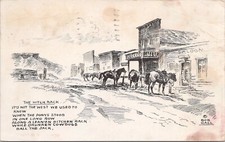 LITHO Cowboy Western Motif Butte Montana cena de salão "Hitch Rack" 1945 Bob Hall comprar usado  Enviando para Brazil