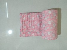 Colcha de algodão rosa feita à mão | Estampa de bloco floral Razai | Macia e leve comprar usado  Enviando para Brazil