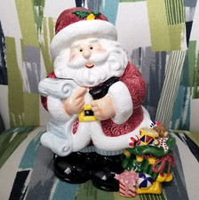 Papai Noel de cerâmica com lista impertinente e presente frasco de biscoito vasilha de férias comprar usado  Enviando para Brazil