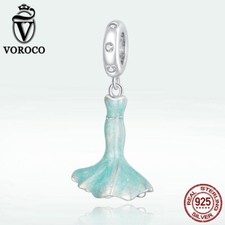 Berloque Voroco 100% prata esterlina verde esmalte rabo de peixe saia para pulseira comprar usado  Enviando para Brazil