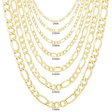 Colar de elos italianos de ouro amarelo 14K com corrente Figaro de 2 mm a 7,5 mm masculino feminino 16 a 30 pol. comprar usado  Enviando para Brazil