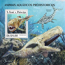 Selos pré-históricos de animais aquáticos de dinossauros São Tomé e Príncipe 2019, sem marca de charneira 1v P/S comprar usado  Enviando para Brazil