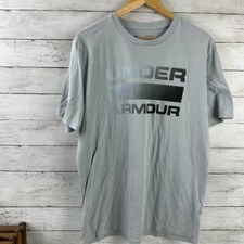Camisa masculina Under Armour XL cinza manga curta treino academia logotipo frontal, usado comprar usado  Enviando para Brazil