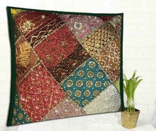 Almofada de algodão 30" retalhos bordados lantejoulas travesseiro decorativo comprar usado  Enviando para Brazil