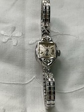 Relógio feminino vintage folheado a ouro branco 10k placa Bulova lindo detalhe, usado comprar usado  Enviando para Brazil