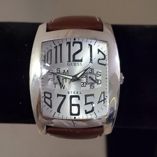 Relógio masculino GUESS analógico quartzo aço inoxidável couro marrom data do dia 38 mm comprar usado  Enviando para Brazil