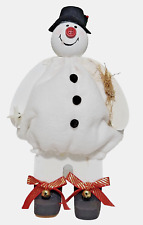 Estatueta de Natal vintage feita à mão de madeira boneco de neve botão nariz gingle sapatos comprar usado  Enviando para Brazil
