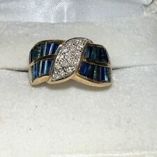 Anel de diamante baguette safira ouro amarelo 18k tamanho 6,5 comprar usado  Enviando para Brazil
