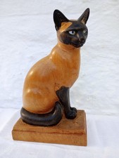 Impresionante escultura de gato siamés y madera tallada Wharton Lang segunda mano  Embacar hacia Mexico