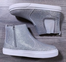 Tênis Lands End Botas Meninas Grandes Tamanho 7 Prata Glitter Zíper Lateral Sapatos Slip On comprar usado  Enviando para Brazil