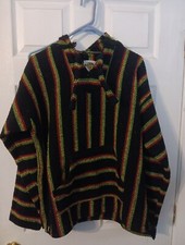 Tapete de drogas retrô Earth Ragz Rasta tema preto Baja poncho com capuz tamanho adulto médio comprar usado  Enviando para Brazil