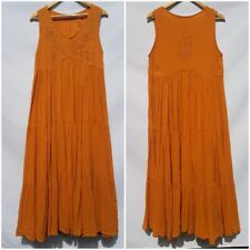 Vestido longo bordado talismã, tamanho G, laranja/marrom 100% algodão, boho sem mangas comprar usado  Enviando para Brazil