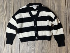 Usado, Cardigã Colorful Planet meninas preto branco listrado malha suéter botão para cima tamanho 5 comprar usado  Enviando para Brazil