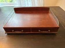 Organizador de mesa de madeira vintage Bombaim com gavetas/ferramentas de latão/lados de vidro comprar usado  Enviando para Brazil