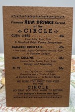 Menu de barraca The Circle Dubuque's Favorite Nite Spot quarto havaiano rum bebidas mesa, usado comprar usado  Enviando para Brazil