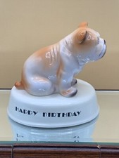 Estatueta de cachorro vintage de porcelana Bulldog inglês com acabamento brilhante - marrom e branco comprar usado  Enviando para Brazil