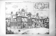 Casa com estampa antiga Eastbourne planta térrea Louis Ambler arquiteto 1896 19º comprar usado Casa com estampa antiga Eastbourne planta térrea Louis Ambler arquiteto 1896 19º comprar usado  Enviando para Brazil