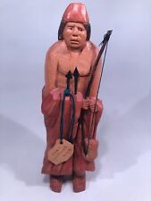Escultura de homem esculpida à mão 10,5" madeira “Cocho” com arco e flechas Patagônia Chile ONA comprar usado  Enviando para Brazil