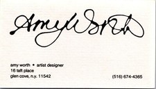Cartão de visita vintage Amy Worth artista designer Glen Cove Nova York, usado comprar usado  Enviando para Brazil