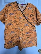 Disney Scrub Top tamanho L-Laranja/Preto HALLOWEEN Gato de Cheshire - Baú 24"/L 28" comprar usado  Enviando para Brazil