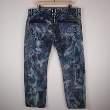 Robin's Jean Aba Longa Crazy Wash Azul e Prata Tamanho 40 Cintura 39" Costura Interna 30", usado comprar usado  Enviando para Brazil
