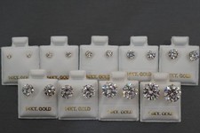 Brincos masculinos femininos infantis de ouro amarelo sólido 14K com cesta de 2 mm a 10 mm CZ. comprar usado  Enviando para Brazil