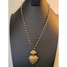Colar antigo francês sagrado coração flamejado pingente de bronze Notre Dame de LOURDES comprar usado  Enviando para Brazil