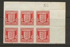 Jet49 GB CHANNEL ISLANDS GUERNSEY Armas de Ocupação Marginal 1d Bloco de 6 selos comprar usado  Enviando para Brazil