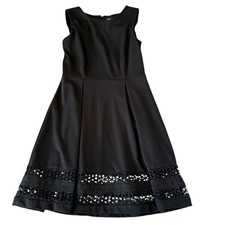 Vestido Calvin Klein tamanho-10 preto sem mangas linha A dupla inserção bainha de crochê comprar usado  Enviando para Brazil