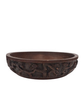Tigela de madeira vintage esculpida à mão com designs intrincados decoração colecionável para casa  comprar usado  Enviando para Brazil