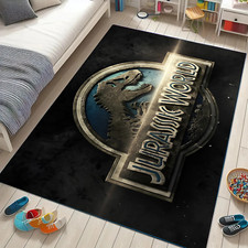 Tapete de área com logotipo brilhante Jurassic World | Decoração de sala de jogos para quarto infantil Dark Dino comprar usado  Enviando para Brazil