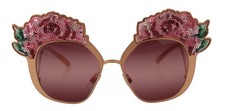 Óculos de sol Dolce & Gabbana DG2202 bordado de lantejoulas rosa ouro rosa RRP 1130usd comprar usado  Enviando para Brazil