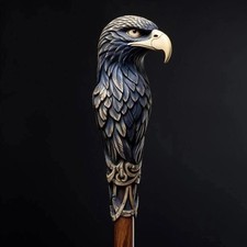 Antiga bengala de madeira esculpida à mão com cabo de águia linda, usado comprar usado Antiga bengala de madeira esculpida à mão com cabo de águia linda, usado comprar usado  Enviando para Brazil