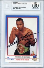Tarjeta de boxeo KAYO 1991 - Sugar Ray Leonard- firmada/autógrafo/automática Beckett Bas segunda mano  Embacar hacia Mexico