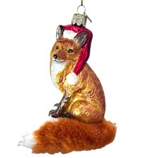 Usado, Ornamento de vidro raposa Kurt Adler pedras preciosas nobres chapéu de Papai Noel animais laranja raposa Natal comprar usado  Enviando para Brazil