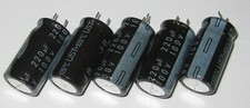 Capacitor eletrolítico radial 5 X Samsung 220 uF - 100 V DC - 13 mm de diâmetro - 105 C, usado comprar usado  Enviando para Brazil
