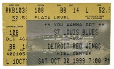 Esboço de Ingresso Steve Yzerman Goal #594 Pierre Turgeon #404 30/10/99 Blues Red Wings comprar usado  Enviando para Brazil