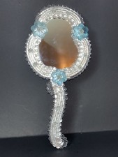 Espelho de parede de vidro de Murano veneziano vintage espelho de mão Itália flor de vidro azul b comprar usado  Enviando para Brazil