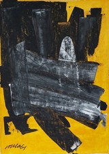 Pintura a óleo abstrata sobre tela assinada por Pierre Soulages - Arte moderna francesa comprar usado  Enviando para Brazil