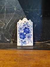 Vintage Hand-Painted Ceramic Decoration – ZF Koło Poland, Blue Floral Folk Art na sprzedaż  PL