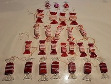 26 Vidro soprado estilo Murano arte embrulhada doces vermelho e branco vintage hortelã-pimenta comprar usado  Enviando para Brazil