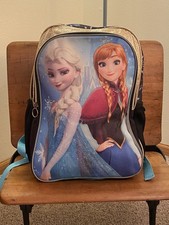 Usado, Mochila escolar Disney rara Frozen Anna Elsa 16" azul ouro acabamento brilhante comprar usado  Enviando para Brazil