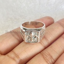 Anéis masculinos turcos feitos à mão de prata esterlina 925 Signet Fleur De Lis #373, usado comprar usado  Enviando para Brazil