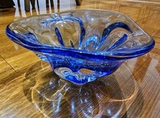 Vintage Retro Murano Meio Século Arte Azul Vidro Frutas Doces Tigela Decoração de Exibição comprar usado  Enviando para Brazil