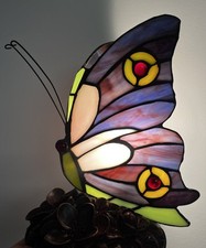 Luminária de mesa estilo Tiffany vitral artesanal borboleta luz noturna, usado comprar usado  Enviando para Brazil