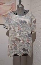 Blusa relaxada C & C California feminina 100% linho resort cruzeiro tropical palmeira papagaio comprar usado  Enviando para Brazil