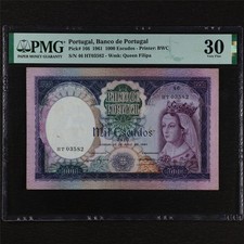 1961 Portugal Banco de Portugal 1000 Escudos Pick#166 PMG 30 Muito Bom comprar usado 1961 Portugal Banco de Portugal 1000 Escudos Pick#166 PMG 30 Muito Bom comprar usado  Enviando para Brazil