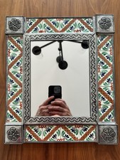 ESPELHO DE ESTANHO PERFURADO 14" azulejo talavera misto étnico mexicano feito à mão parede arte popular comprar usado ESPELHO DE ESTANHO PERFURADO 14" azulejo talavera misto étnico mexicano feito à mão parede arte popular comprar usado  Enviando para Brazil